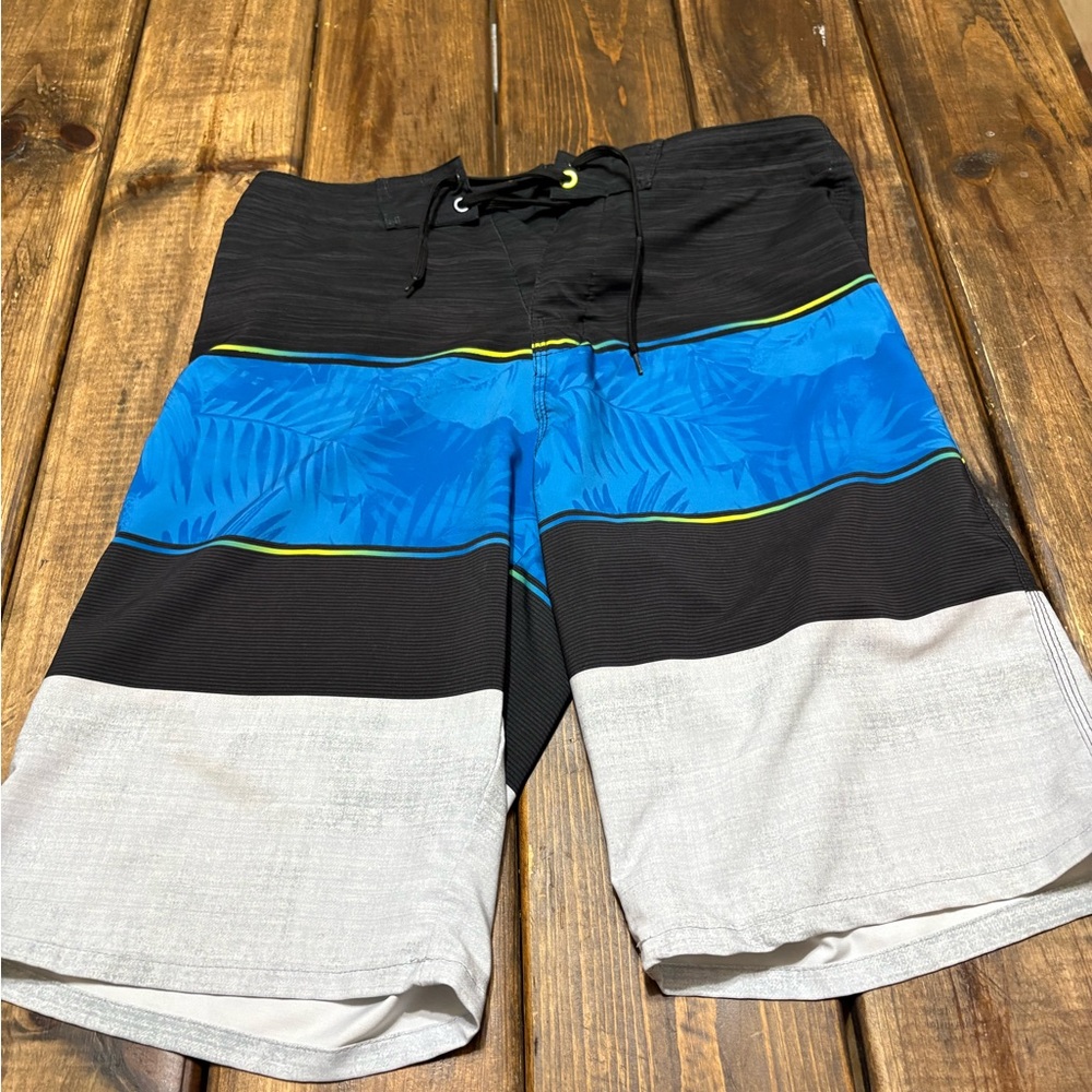 Burnside Black and Blue Board Shorts Swimwear